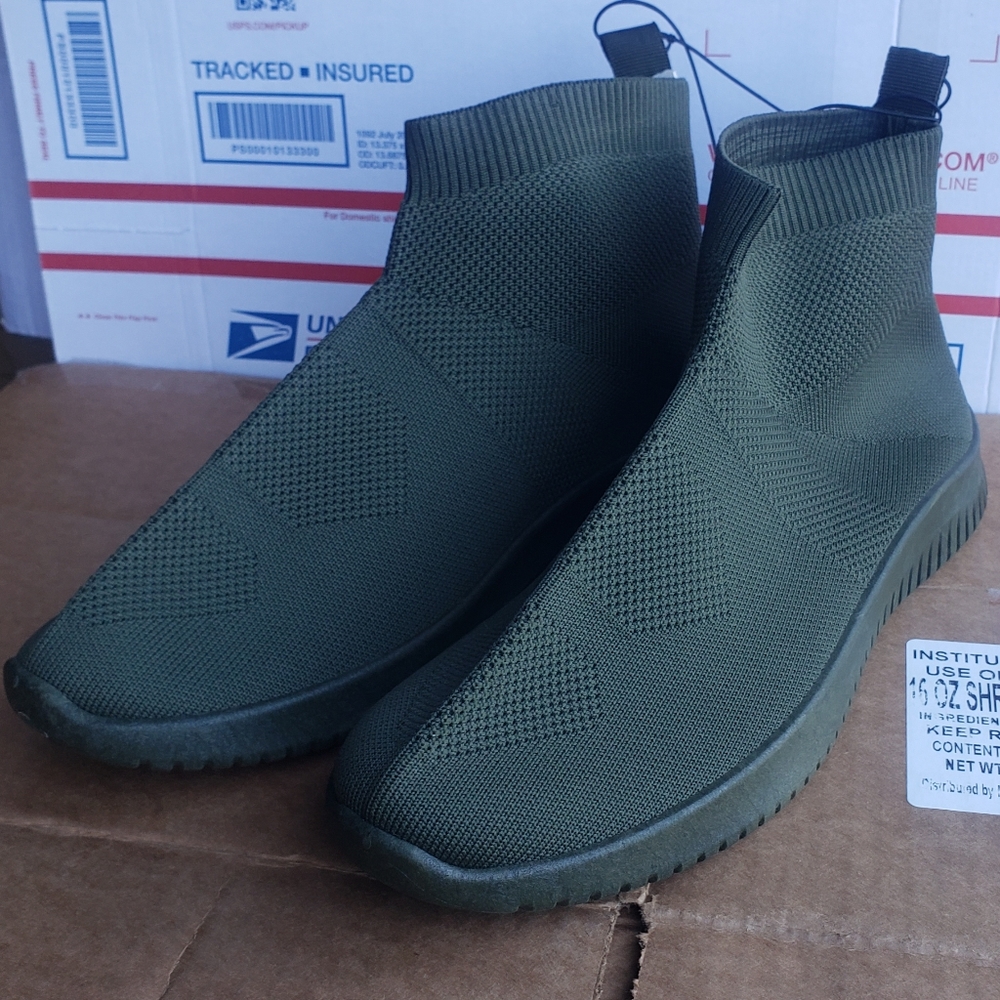 Marc Ecko Men's Unltd Mesh High Top Dark Green Sz-9.5